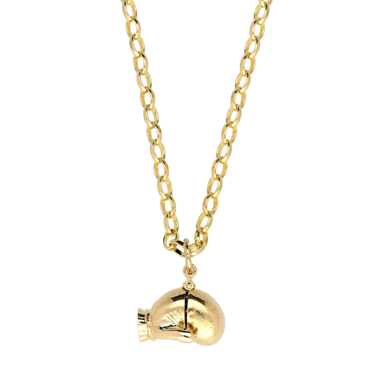 9ct Gold Belcher Chain and Boxing Glove Pendant - 21.2 grams
