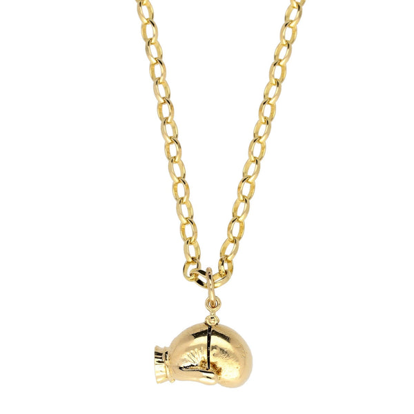 9ct Gold Belcher Chain and Boxing Glove Pendant - 21.2 grams