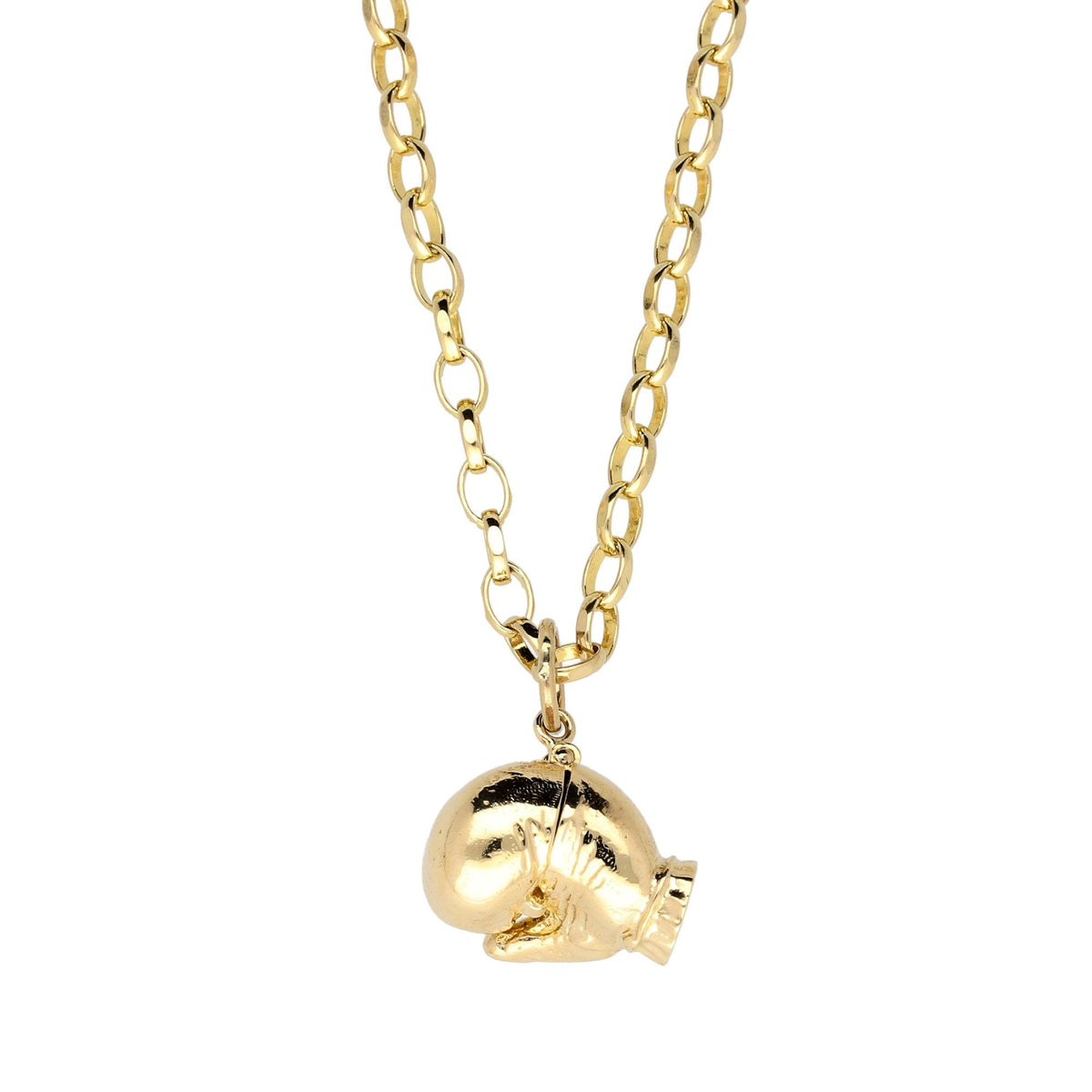 9ct Gold Belcher Chain and Boxing Glove Pendant - 21.2 grams