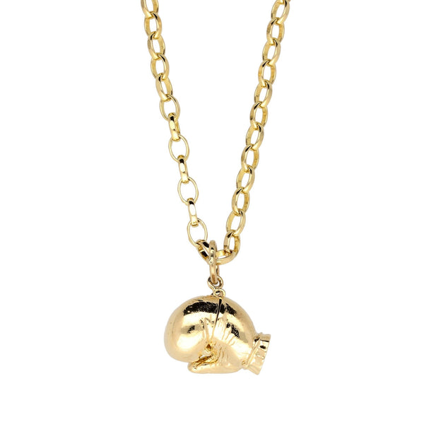 9ct Gold Belcher Chain and Boxing Glove Pendant - 21.2 grams