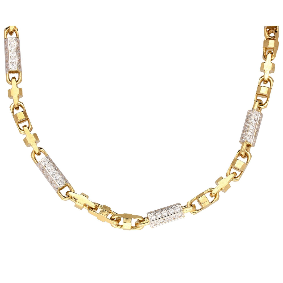 9ct Yellow Gold 31½ inch Fancy Stone Set Chain - 107.7g
