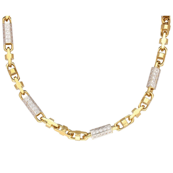 9ct Yellow Gold 31½ inch Fancy Stone Set Chain - 107.7g