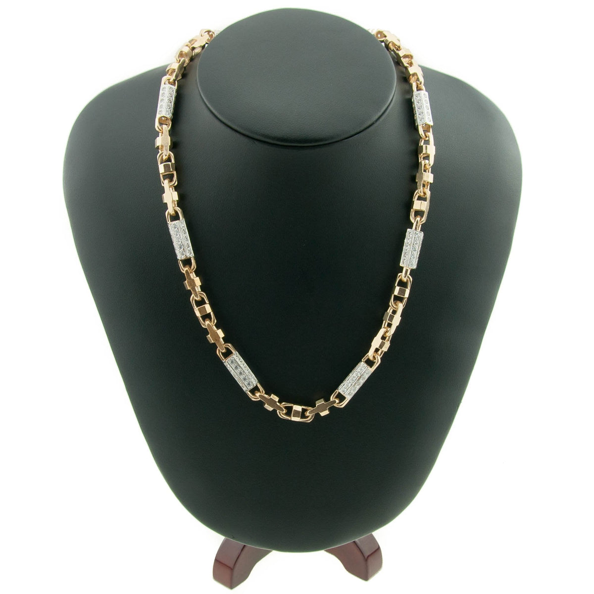 9ct Yellow Gold 31½ inch Fancy Stone Set Chain - 107.7g