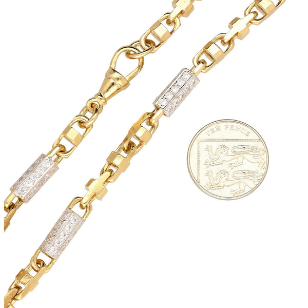 9ct Yellow Gold 31½ inch Fancy Stone Set Chain - 107.7g
