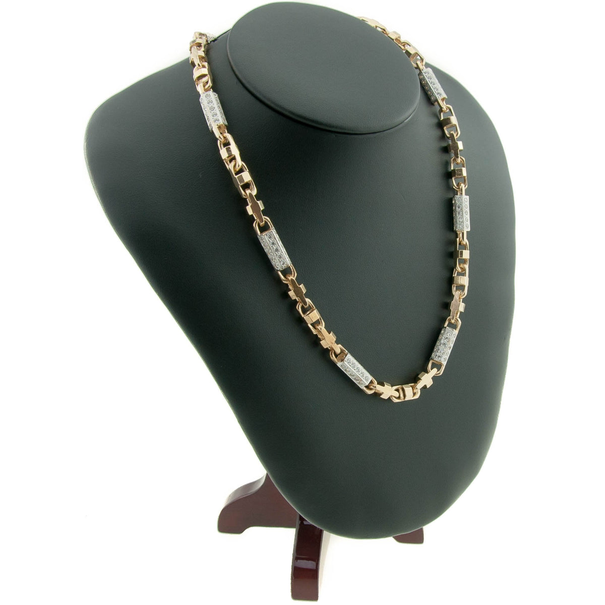 9ct Yellow Gold 31½ inch Fancy Stone Set Chain - 107.7g