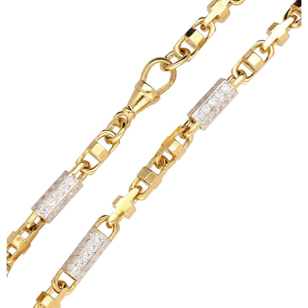 9ct Yellow Gold 31½ inch Fancy Stone Set Chain - 107.7g
