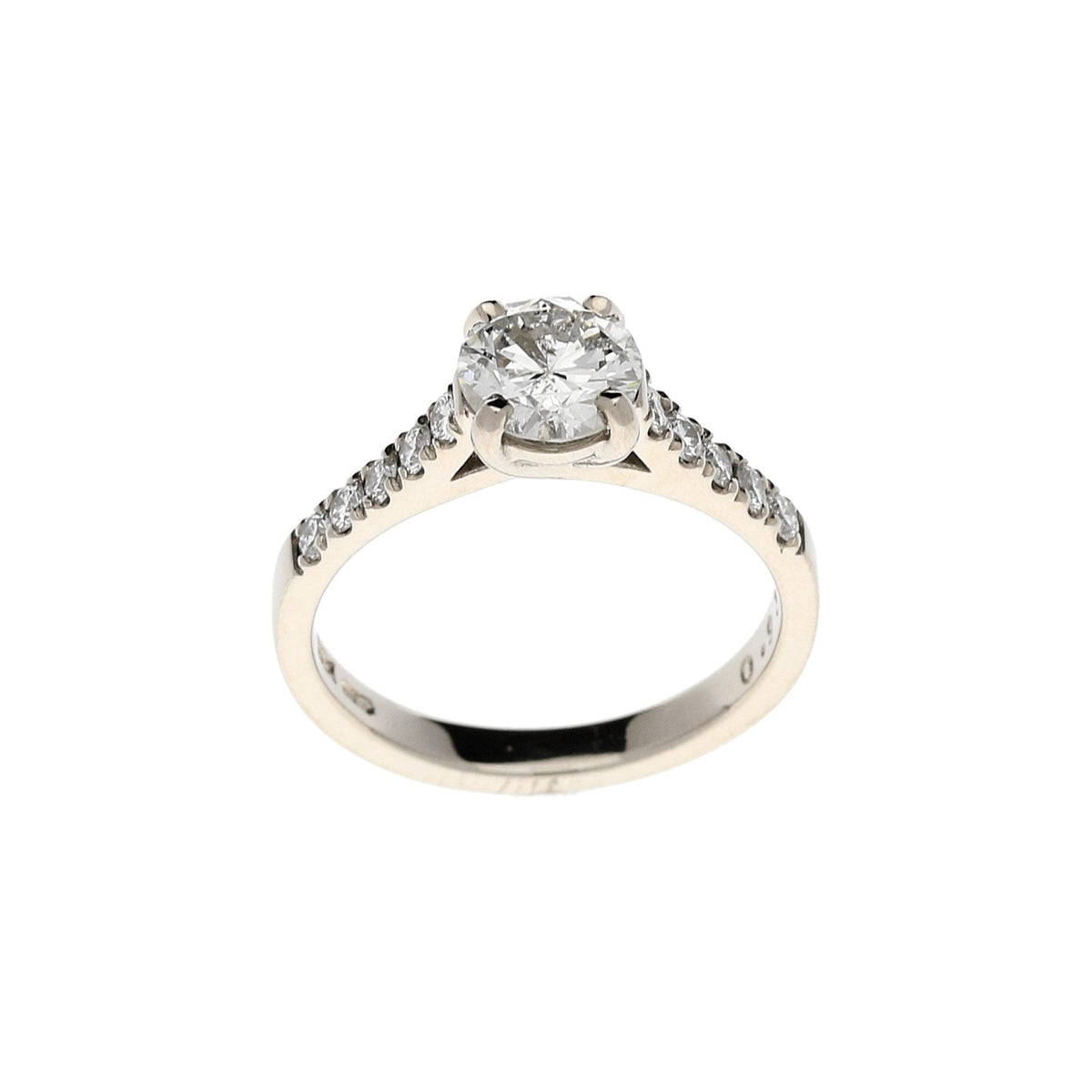 18ct White Gold Engagement Ring with Diamond Shoulders - 1.23ct