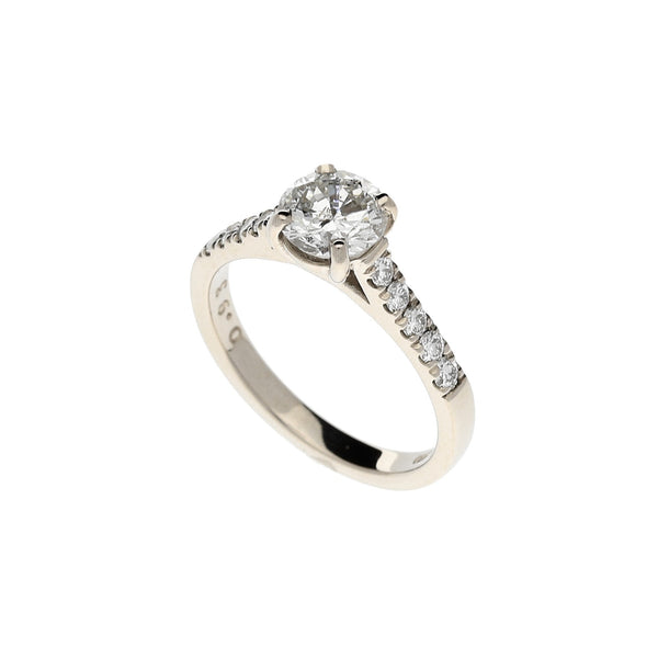 18ct White Gold Engagement Ring with Diamond Shoulders - 1.23ct