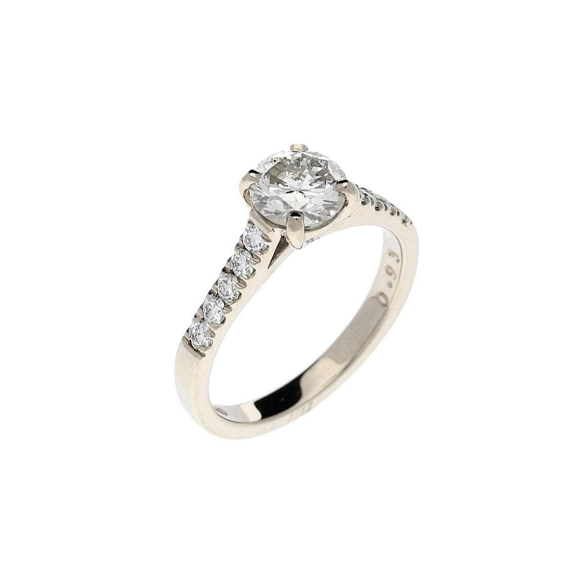 18ct White Gold Engagement Ring with Diamond Shoulders - 1.23ct