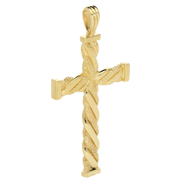 9ct Yellow Gold Patterned Cross - 5.3g