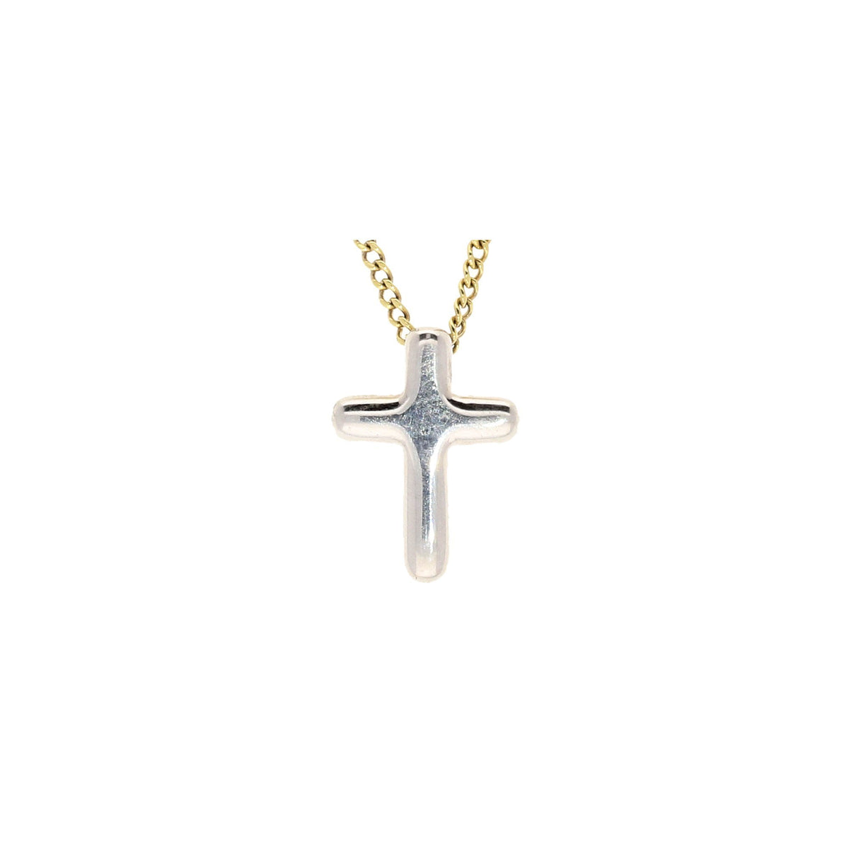 18ct White Gold Cross on Yellow Gold Diamond Necklace - 0.10ct