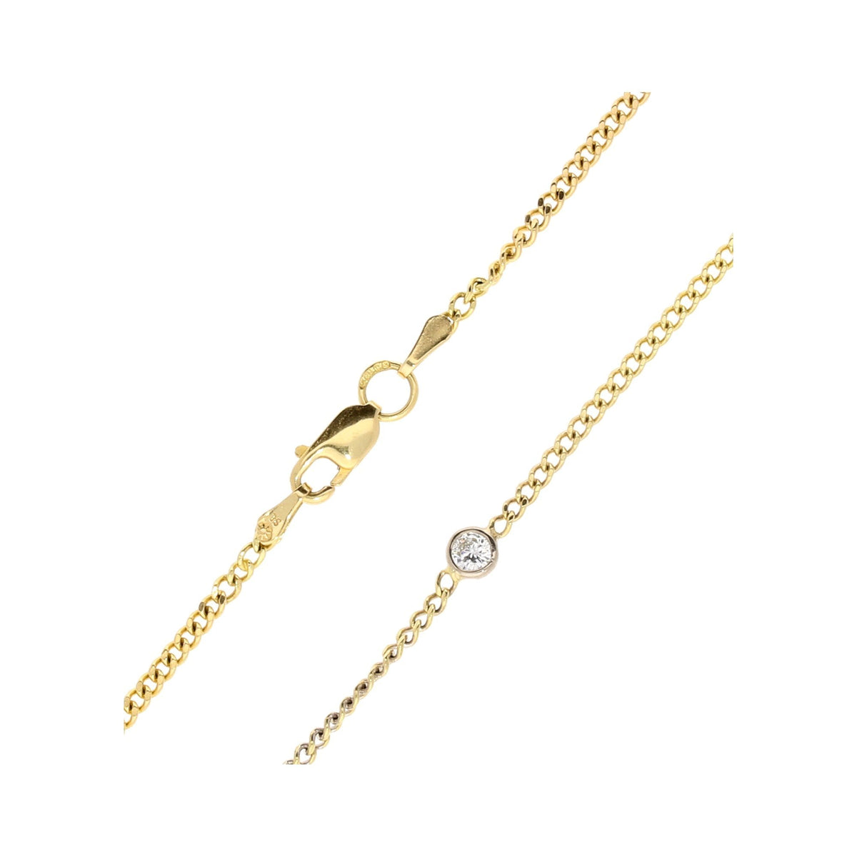 18ct White Gold Cross on Yellow Gold Diamond Necklace - 0.10ct