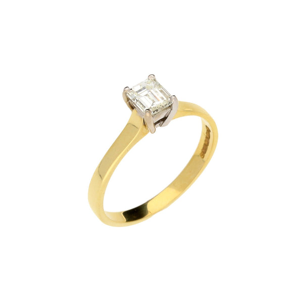 18ct Yellow Gold 0.54ct Emerald Cut Diamond Engagement Ring