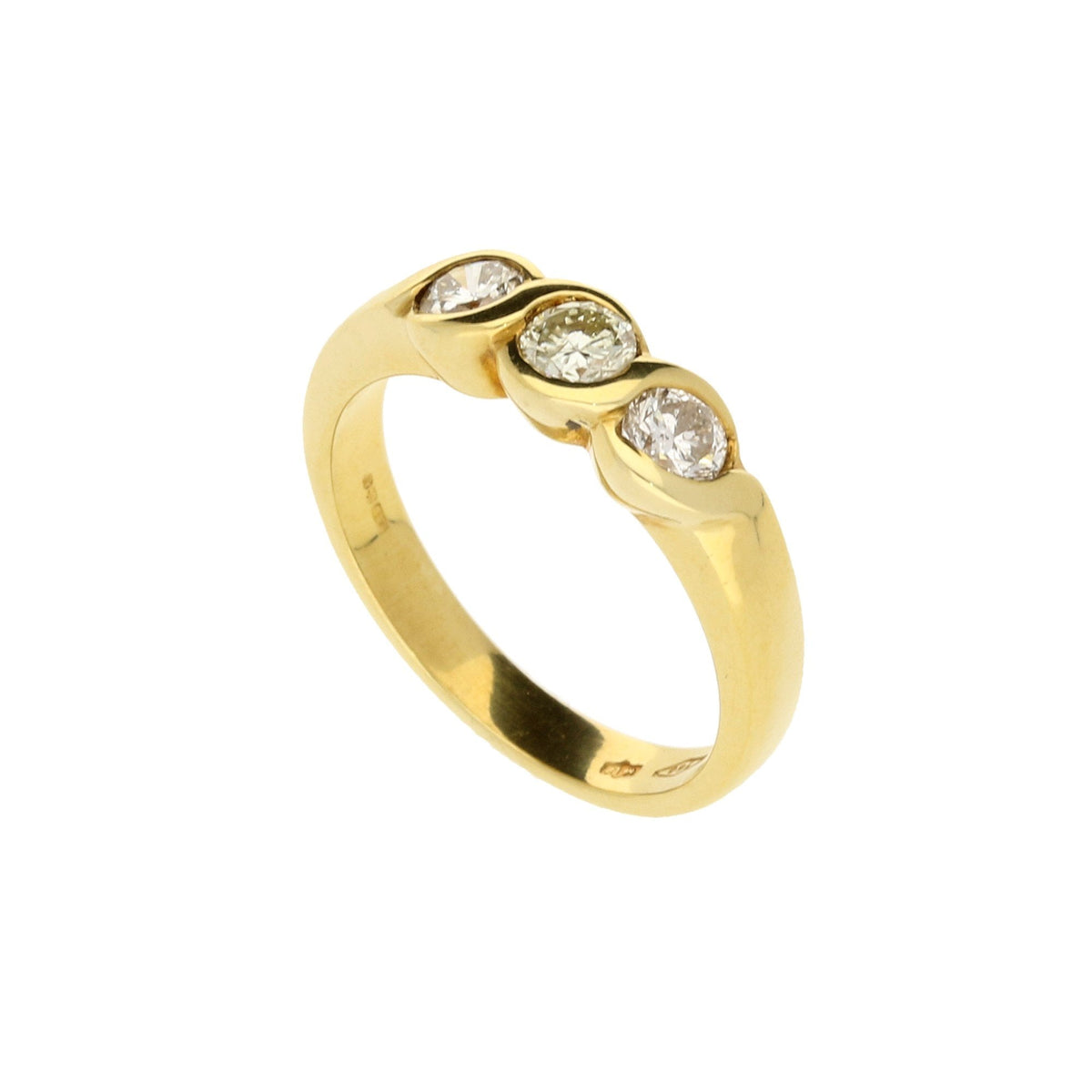18ct Yellow Gold 3 Stone Diamond Ring - 0.70ct