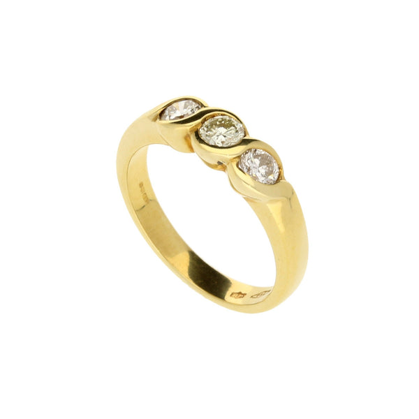 18ct Yellow Gold 3 Stone Diamond Ring - 0.70ct