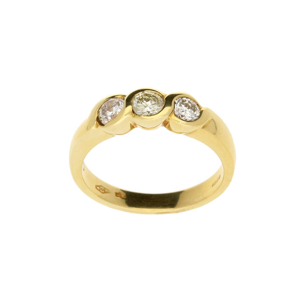 18ct Yellow Gold 3 Stone Diamond Ring - 0.70ct