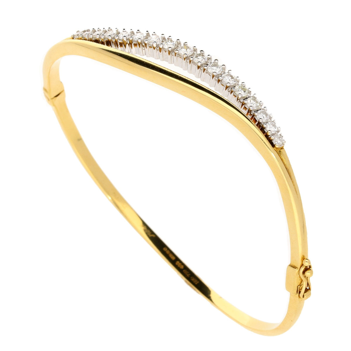 18ct Yellow Gold Split Diamond Wave Bangle 0.75ct