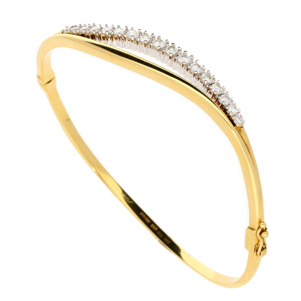 18ct Yellow Gold Split Diamond Wave Bangle 0.75ct