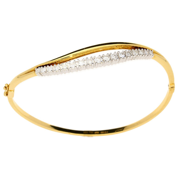 18ct Yellow Gold Split Diamond Wave Bangle 0.75ct