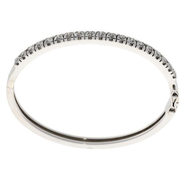 18ct White Gold Diamond Bangle - 2.28ct