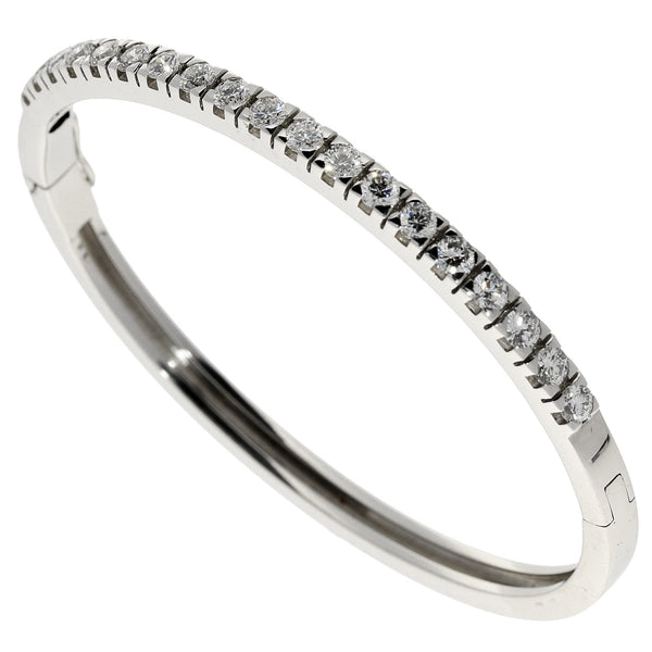 18ct White Gold Diamond Bangle - 2.28ct