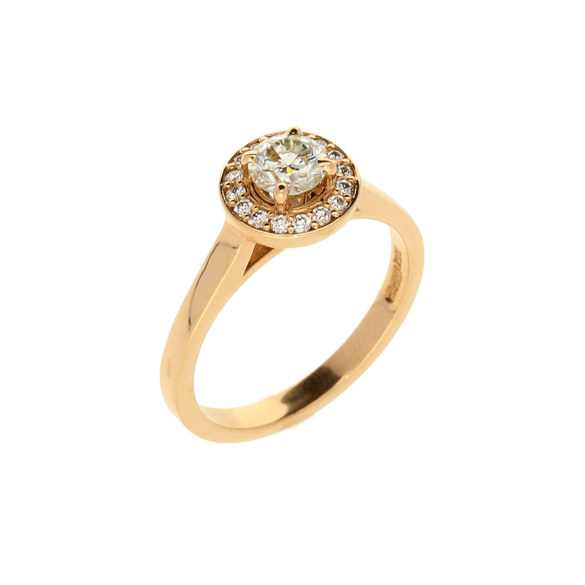 18ct Rose Gold Diamond Halo Engagement Ring - 0.67ct