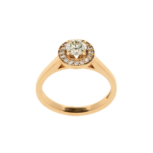 18ct Rose Gold Diamond Halo Engagement Ring - 0.67ct