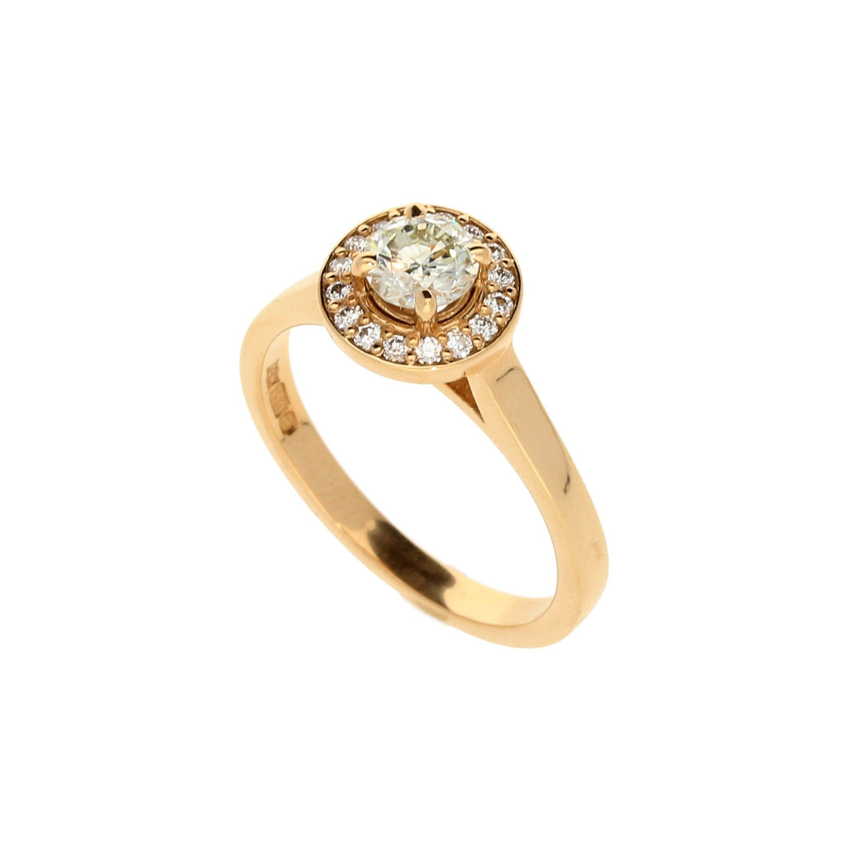 18ct Rose Gold Diamond Halo Engagement Ring - 0.67ct