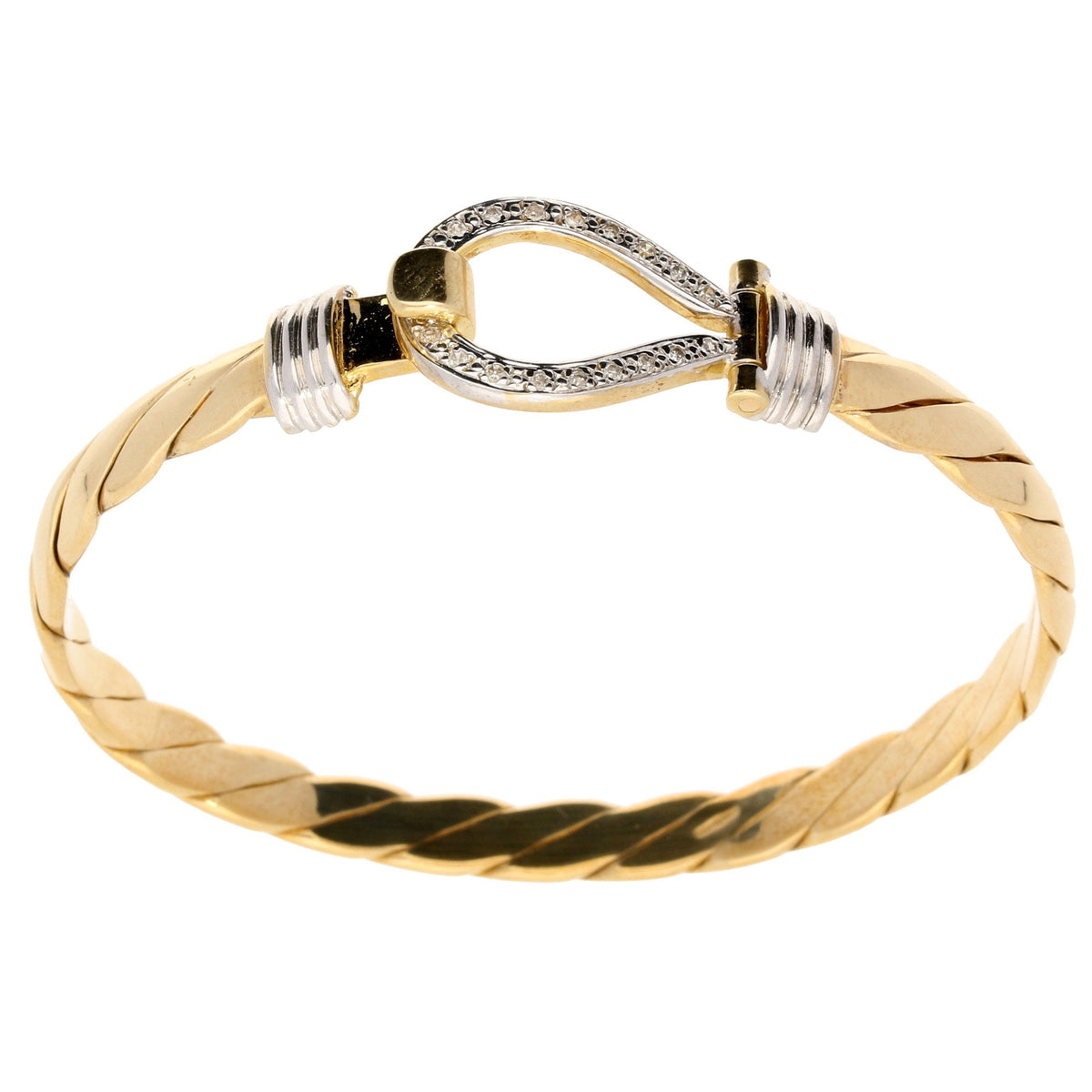 9ct Yellow & White Gold Diamond Noose Bangle