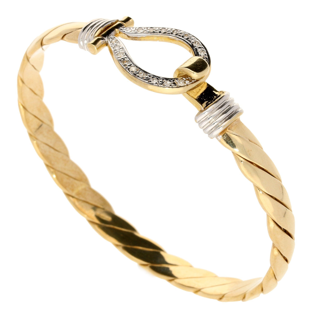 9ct Yellow & White Gold Diamond Noose Bangle