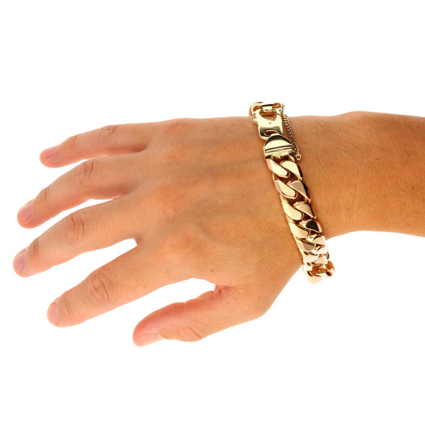 9ct Yellow Gents Heavy Curb Bracelet - 142.90g