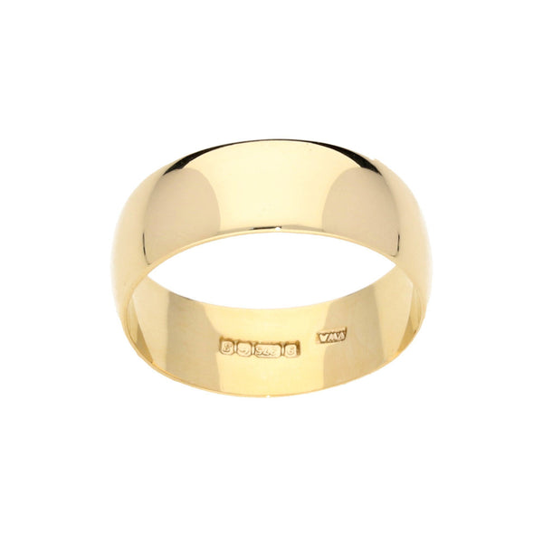 9ct Yellow Gold D-Shape Wedding Ring - 5.50g