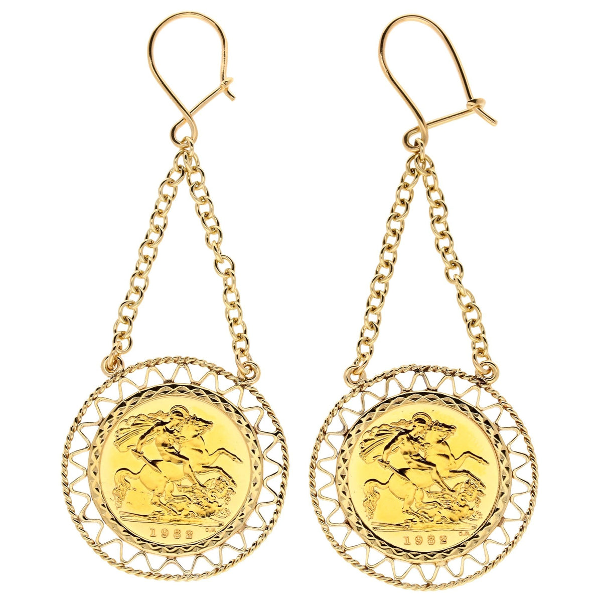 Gold Half Sovereign Earrings - 1982
