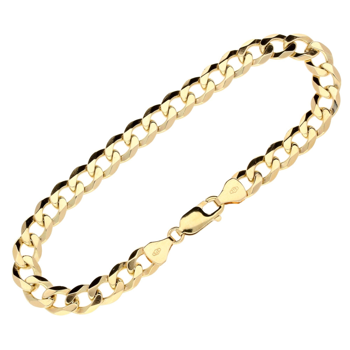 9ct Yellow Gold Gents Curb Bracelet - 14.70g