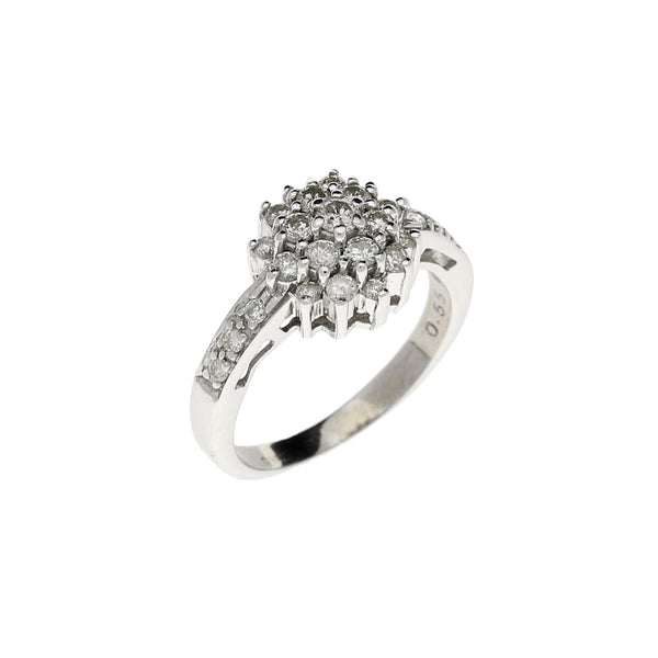 9ct White Gold Diamond Cluster Ring - 0.55ct