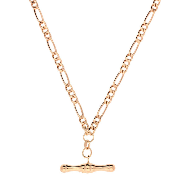 9ct Rose Gold Hollow Albert Chain & T-bar Pendant - 6.30g