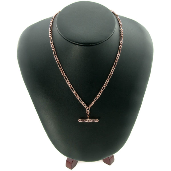 9ct Rose Gold Hollow Albert Chain & T-bar Pendant - 6.30g
