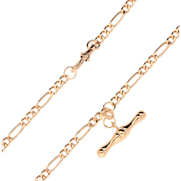 9ct Rose Gold Hollow Albert Chain & T-bar Pendant - 6.30g