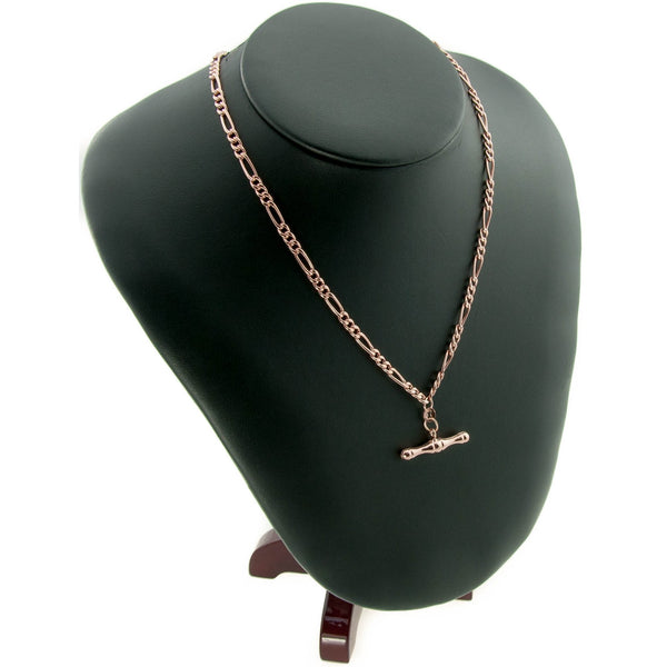 9ct Rose Gold Hollow Albert Chain & T-bar Pendant - 6.30g