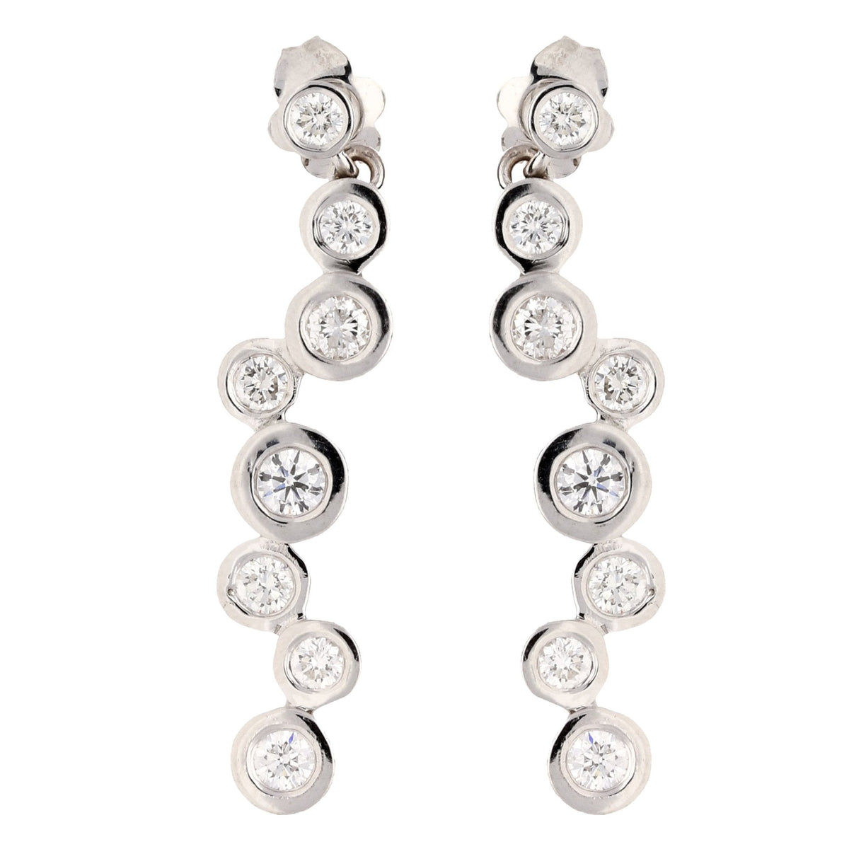 18ct White Gold Diamond Earrings - 1.34ct