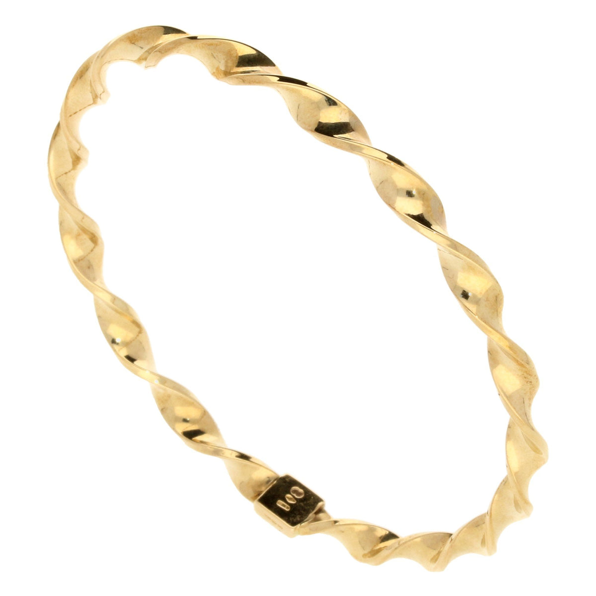 9ct Yellow Gold Hollow 'Twisted' Bangle - 6.10g