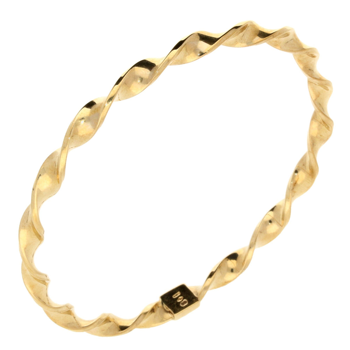 9ct Yellow Gold Hollow 'Twisted' Bangle - 6.10g