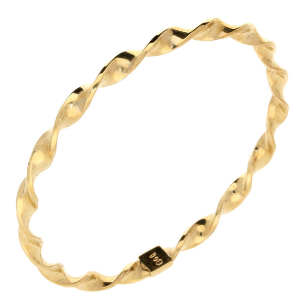 9ct Yellow Gold Hollow 'Twisted' Bangle - 6.10g
