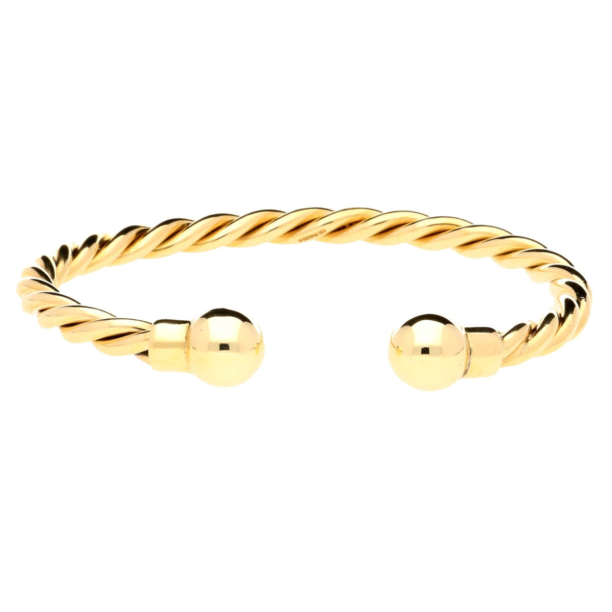 9ct Yellow Gold 'Twisted-Torque' Gents Bangle - 36.6g