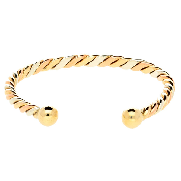 9ct Yellow/White/Rose Gold 'Twisted-Torque' Bangle - 38.30g