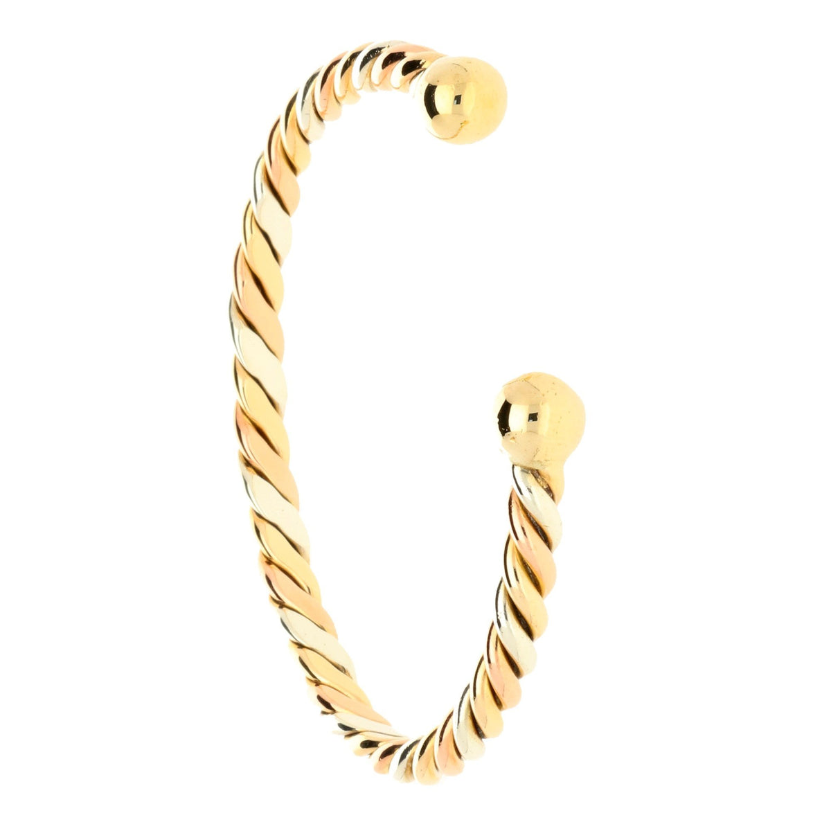 9ct Yellow/White/Rose Gold 'Twisted-Torque' Bangle - 38.30g