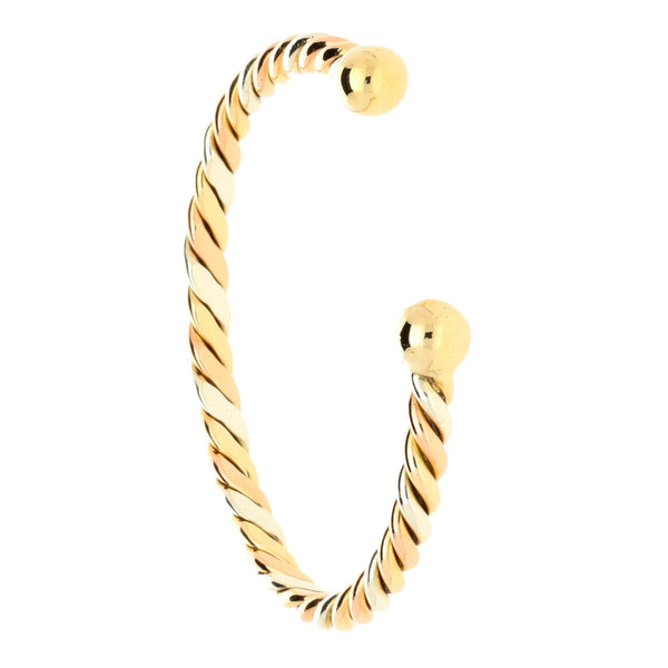 9ct Yellow/White/Rose Gold 'Twisted-Torque' Bangle - 38.30g
