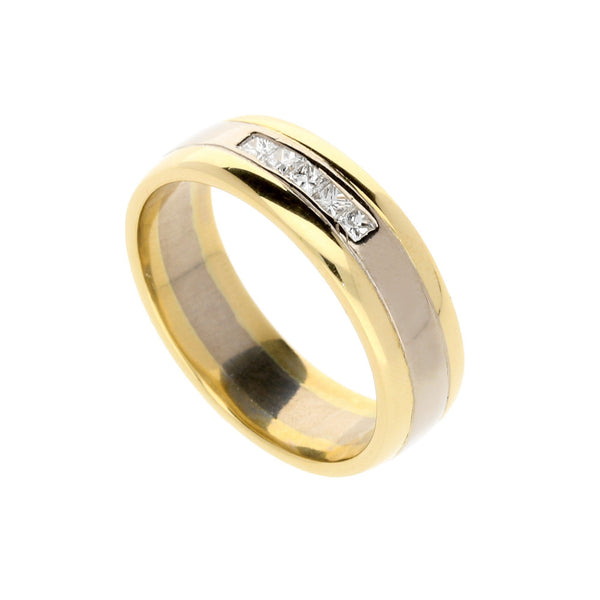 18ct Yellow & White Gold Diamond Wedding Ring - 0.35ct