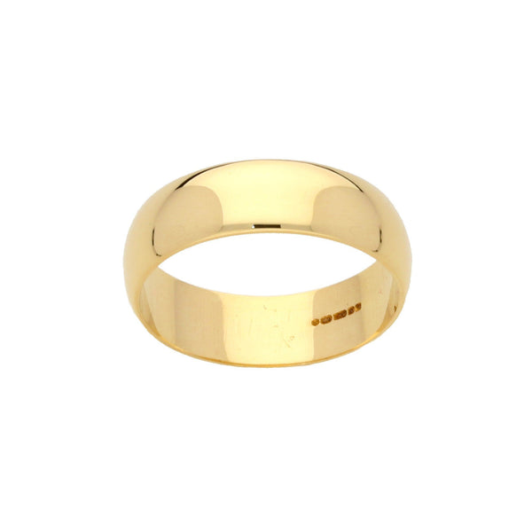 D-Shape 9ct Yellow Gold Wedding Ring - 4.3g