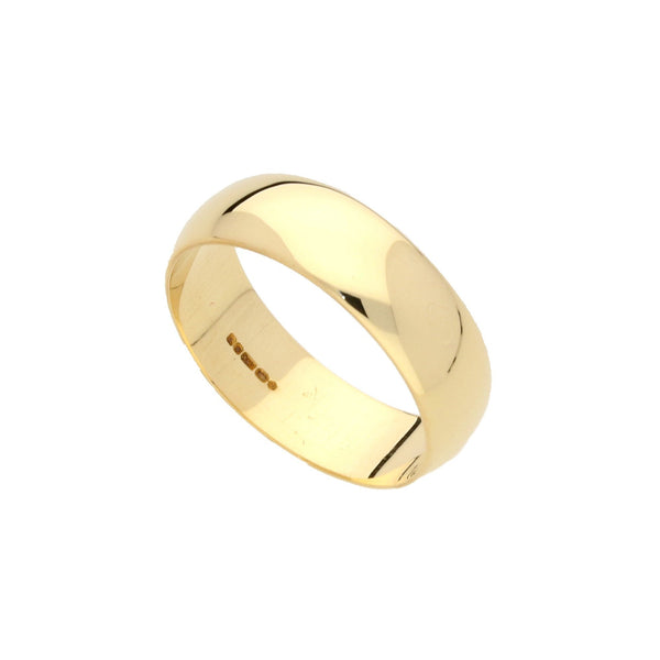 D-Shape 9ct Yellow Gold Wedding Ring - 4.3g